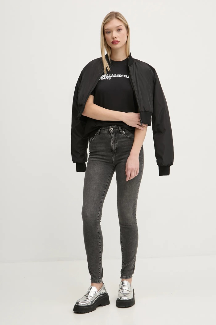 Karl Lagerfeld Jeans tričko dámske bavlnené A1W17005 čierna AA00