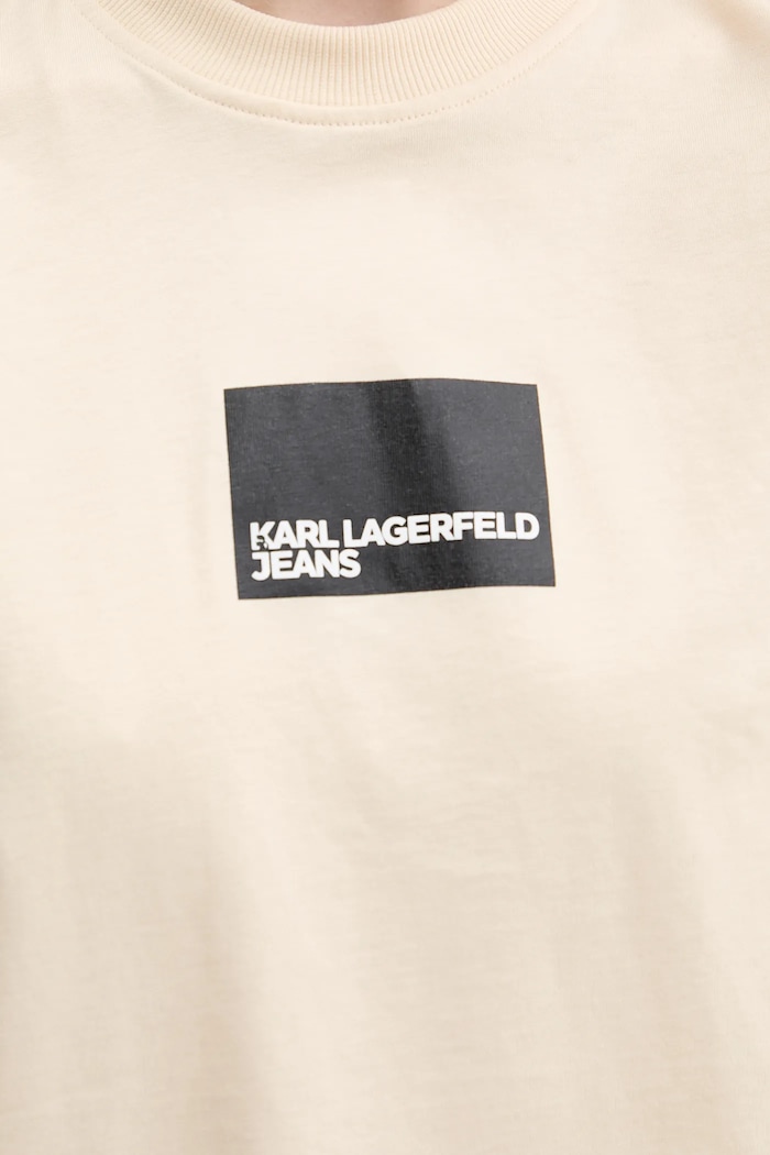 Karl Lagerfeld Jeans pamut póló A1W17006 bézs