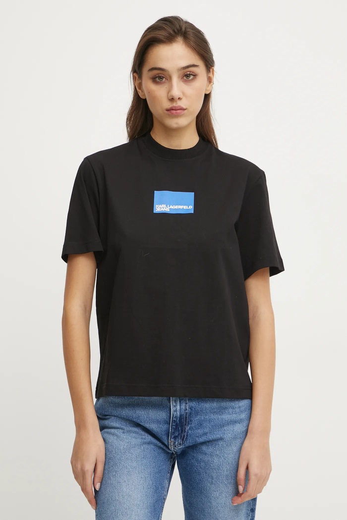 Karl Lagerfeld Jeans t-shirt bawełniany nadruk czarny A1W17006