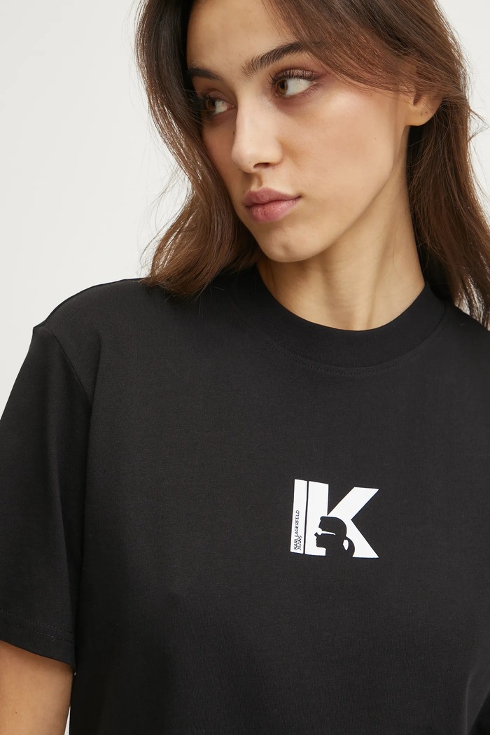 Karl Lagerfeld Jeans тениска дамска от памук черен A1W17031