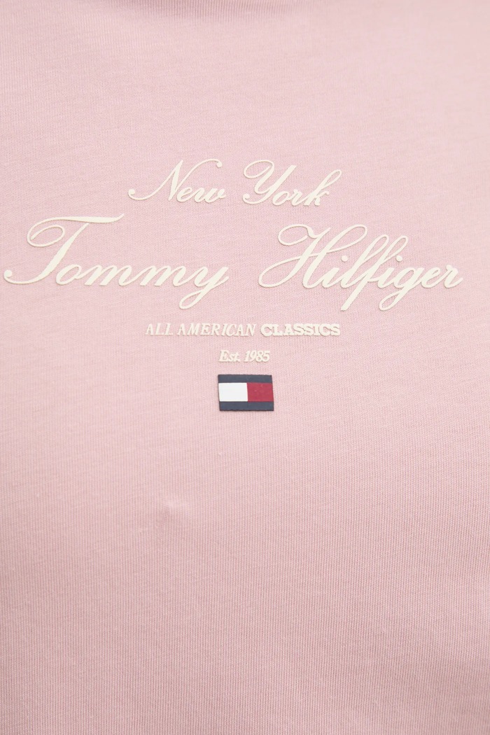 Βαμβακερό μπλουζάκι Tommy Hilfiger WW0WW43895 ροζ