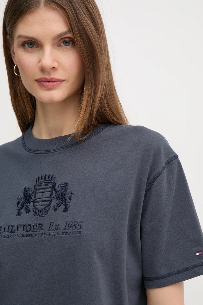 Bavlněné tričko Tommy Hilfiger modrá WW0WW43897