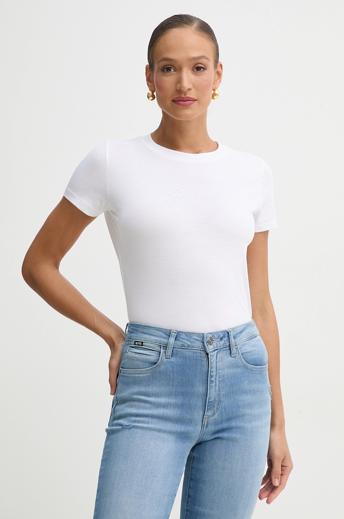 BOSS Orange tricou pentru femei din bumbac C Esogo 2 MA crystal alb 50538826