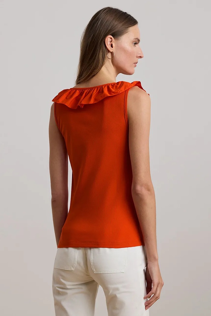 Lauren Ralph Lauren Bavlněný top Lauren Ralph Lauren 200957654 oranžová SS25