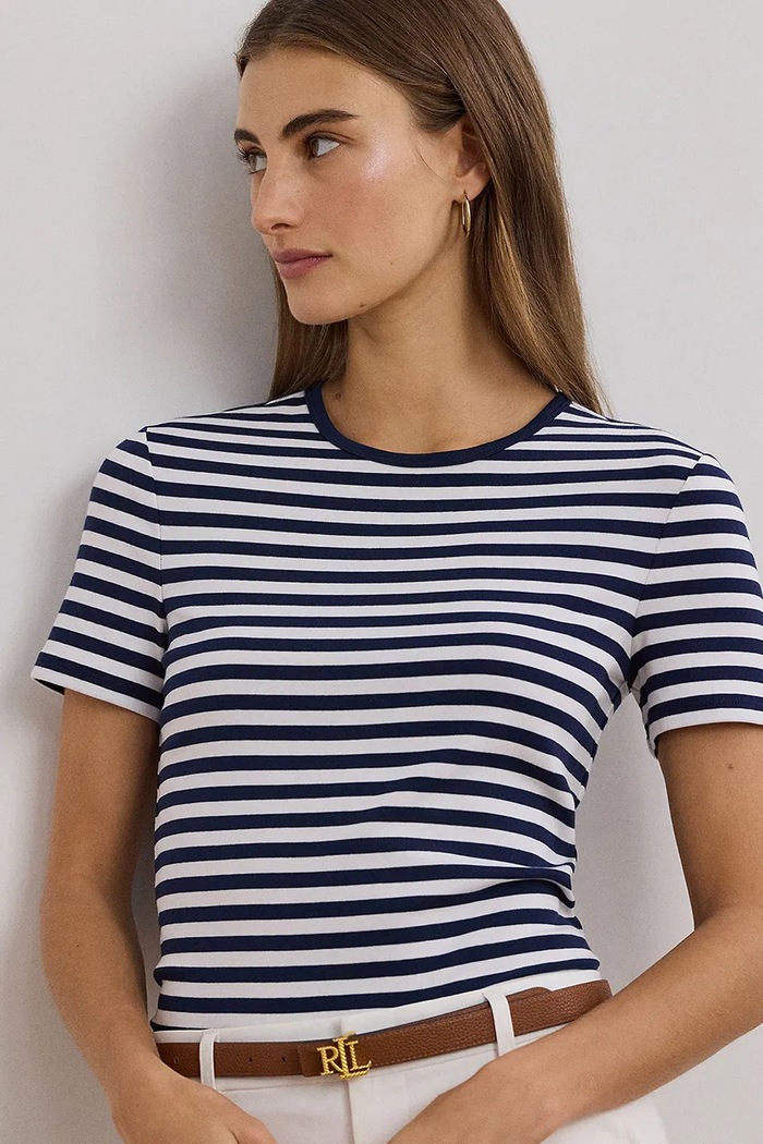T-shirt bawełniany Lauren Ralph Lauren 200957662 granatowy