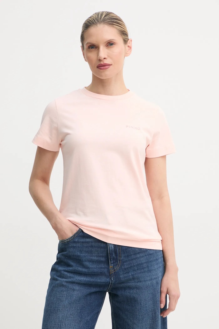 Pinko t-shirt bawełniany bawełna różowy 101752.A2HN