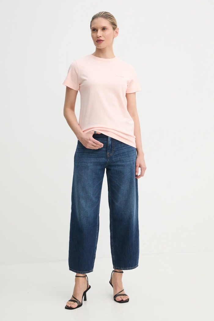Pinko t-shirt bawełniany 101752.A2HN różowy AA00