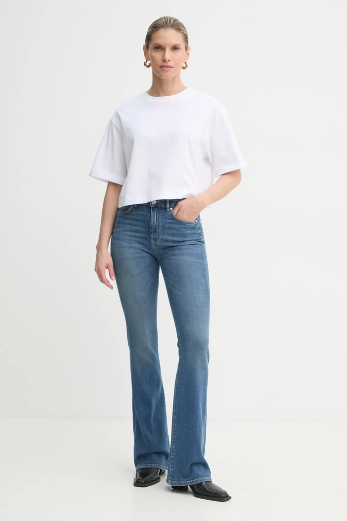 Pinko Bombažna kratka majica Pinko 104882.A2HN bela SS25