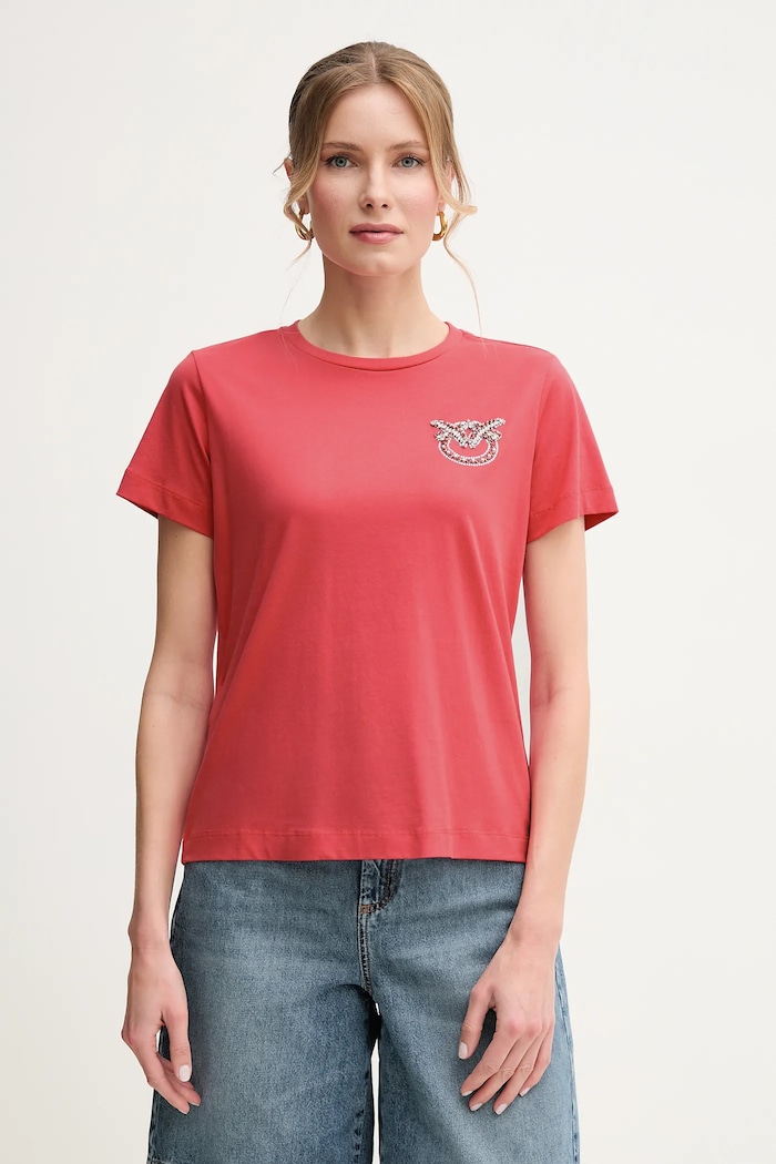 Pinko t-shirt bawełniany regular czerwony 103320.A2G7