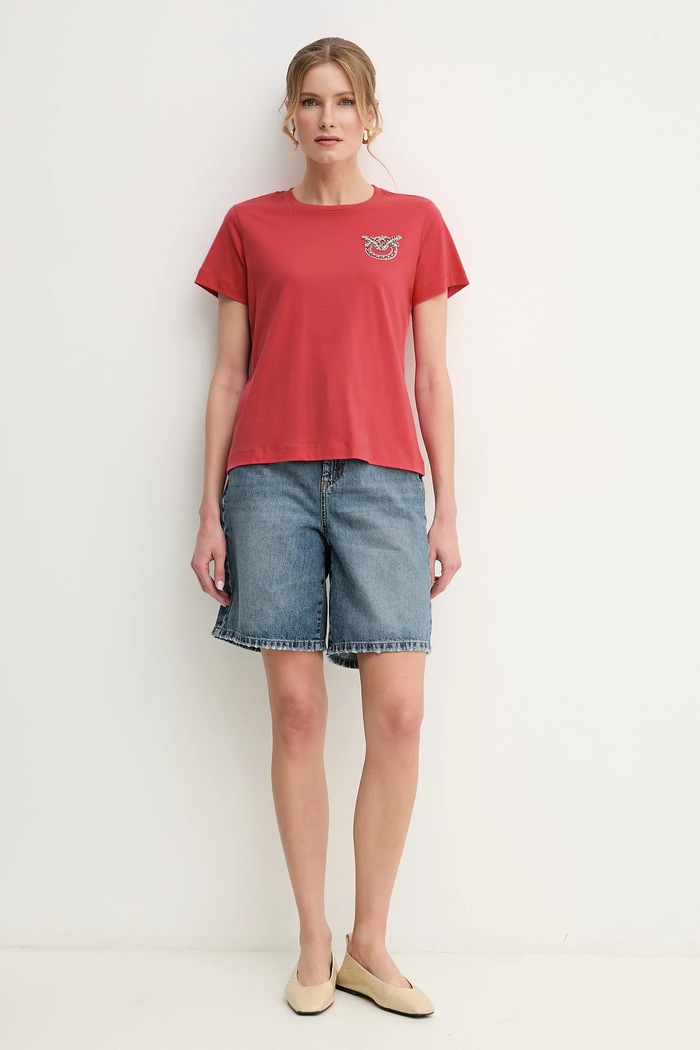 Pinko t-shirt bawełniany 103320.A2G7 czerwony AA00