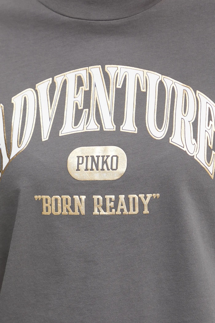 Βαμβακερό μπλουζάκι Pinko Pinko γκρί 104604.A2CS