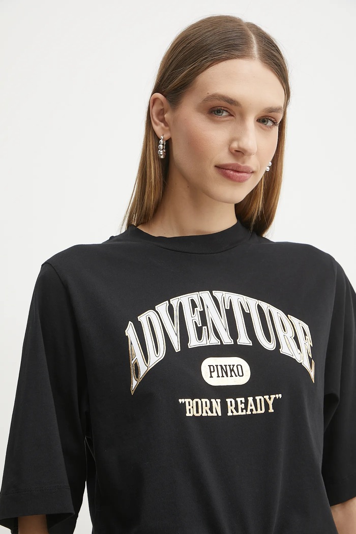 Pinko t-shirt bawełniany czarny 104604.A2CS