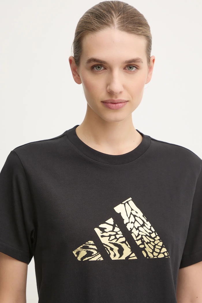 Bombažna kratka majica adidas W T MET TEE črna JJ4059