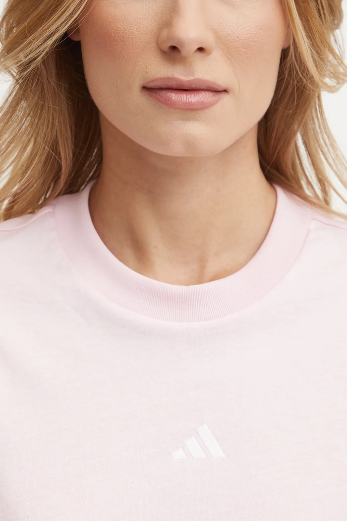 Bavlněné tričko adidas Essentials JI6073 růžová
