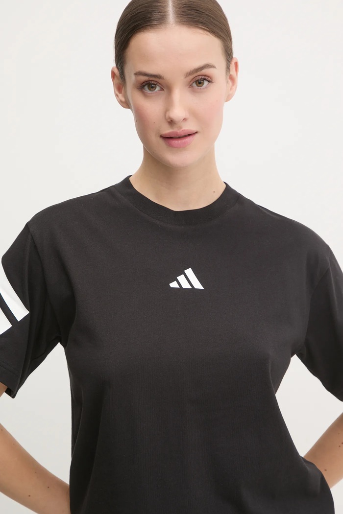 adidas t-shirt bawełniany Future Icons nadruk czarny JE0237