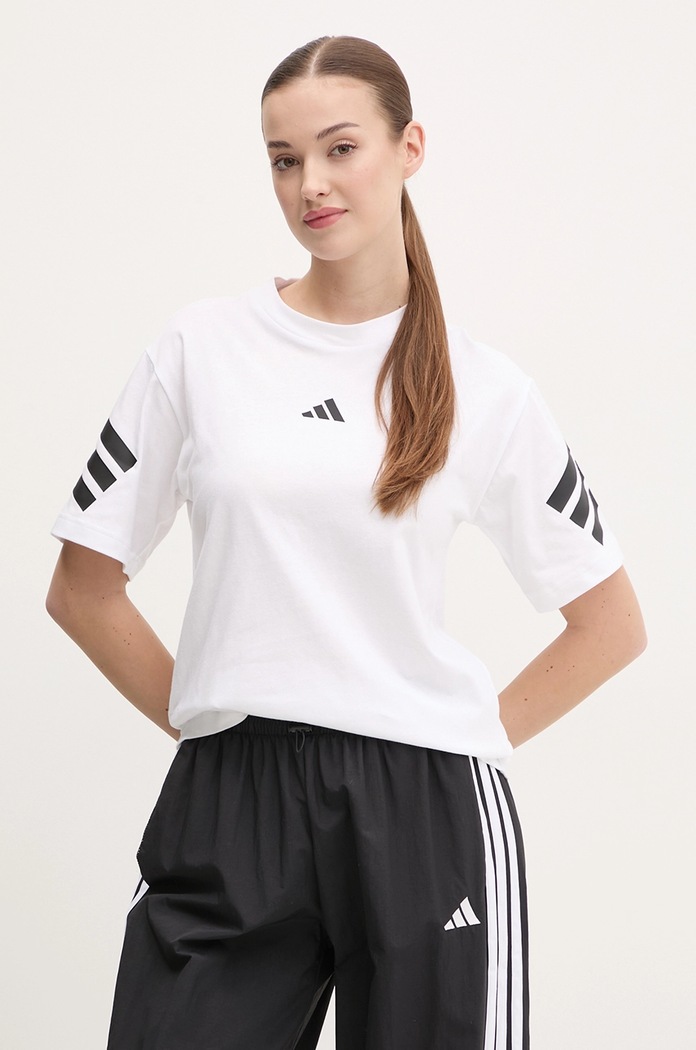 adidas tricou din bumbac Future Icons print alb JE0238