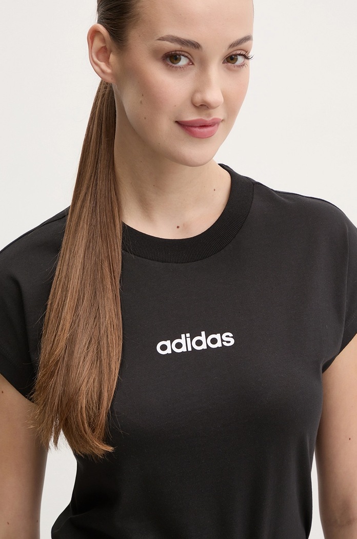 Bavlnené tričko adidas Essentials Linear čierna JC8238