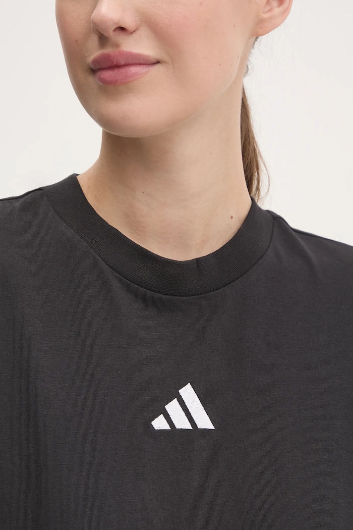 Βαμβακερό μπλουζάκι adidas Essentials JC5960 μαύρο