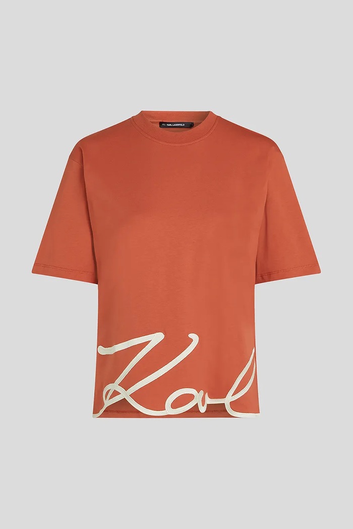 Bavlnené tričko Karl Lagerfeld KARL SIGNATURE A1W17013 oranžová