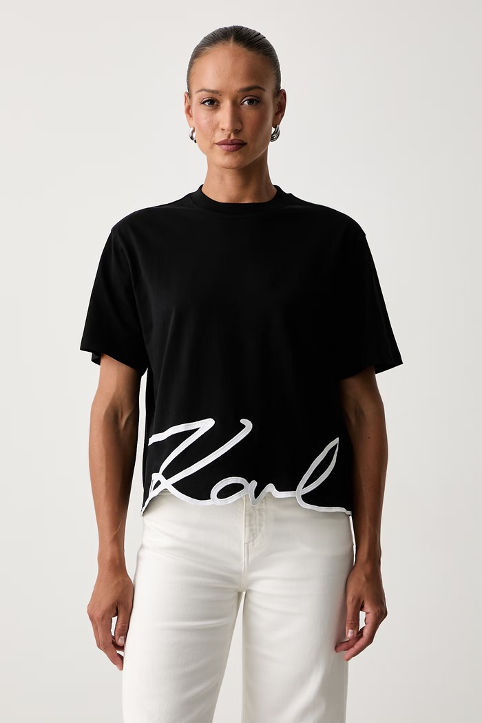 Karl Lagerfeld tricou din bumbac KARL SIGNATURE imprimeu negru A1W17013