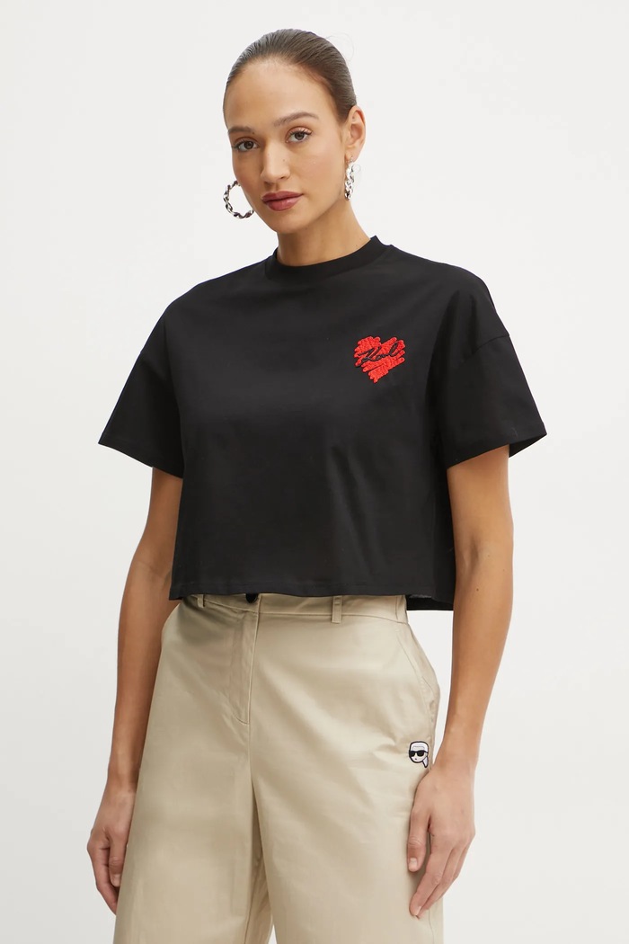 Karl Lagerfeld t-shirt in cotone rilassato nero A1W17074