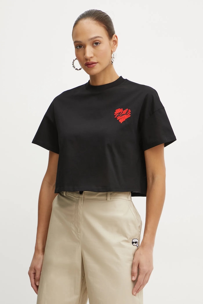 Karl Lagerfeld t-shirt in cotone rilassato nero A1W17074