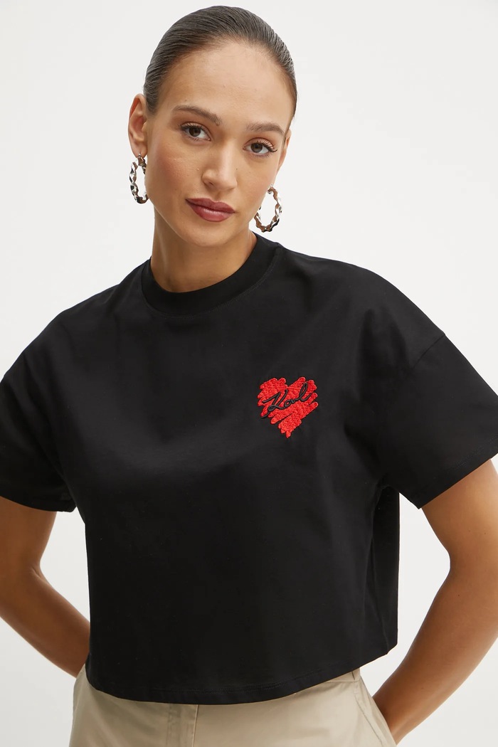 Karl Lagerfeld t-shirt in cotone nero A1W17074