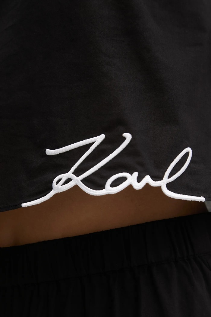 Bavlnený plážový top Karl Lagerfeld A1W46037 čierna