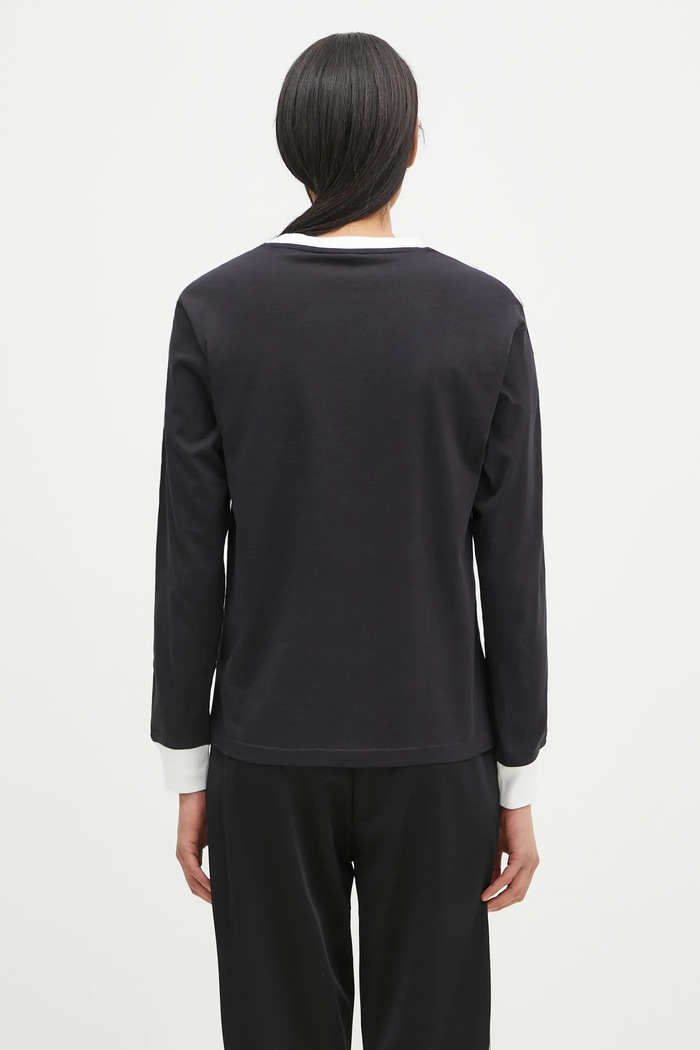 Clothing adidas Originals Cotton longsleeve top 3-Stripes JC5774 black