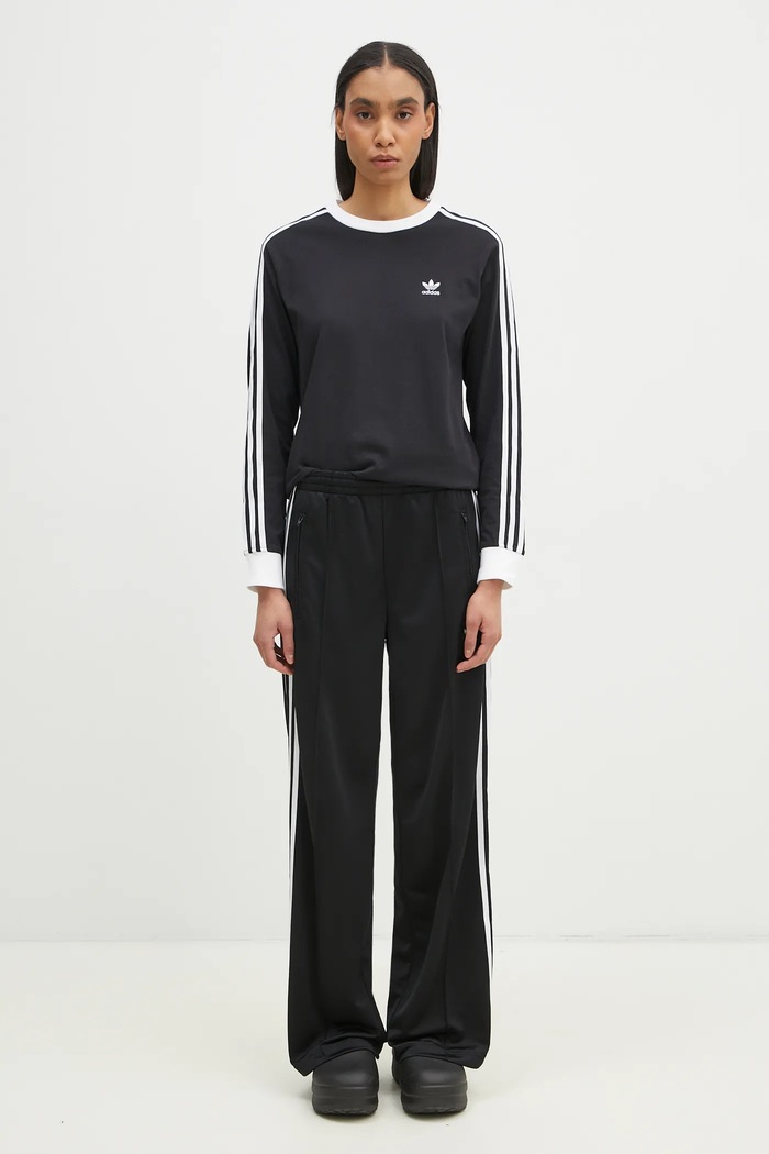 Cotton longsleeve top 3-Stripes adidas Originals black JC5774