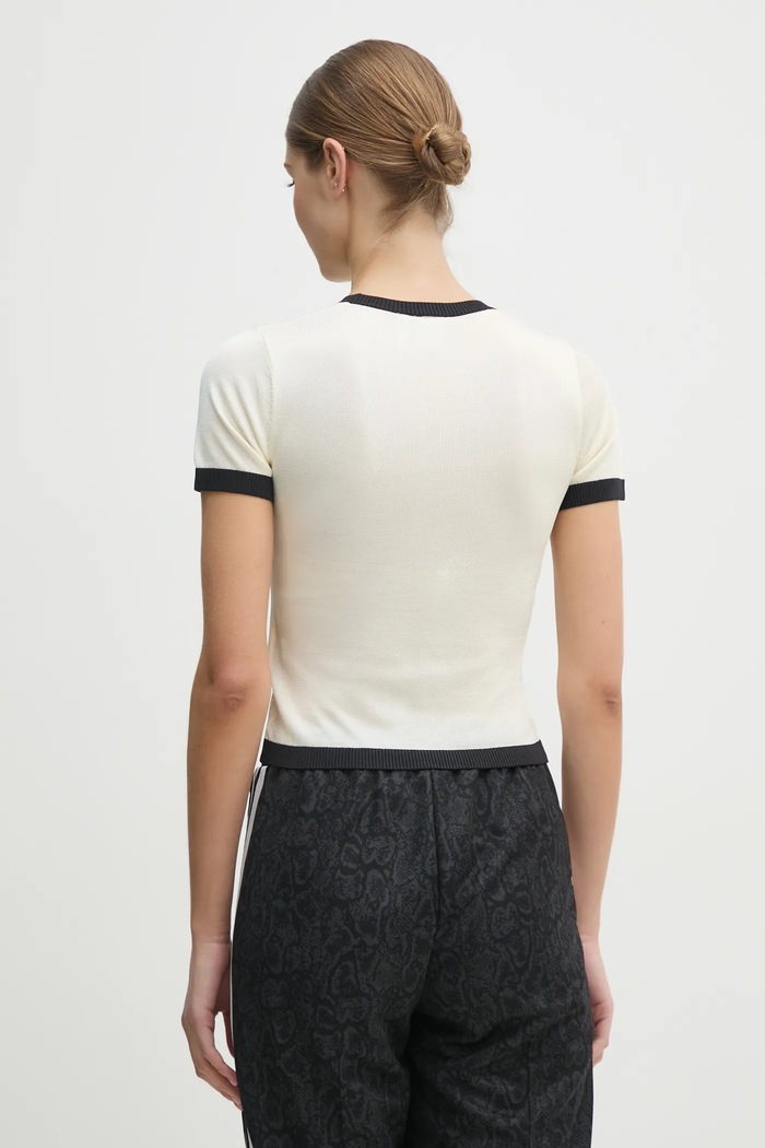 Oblečenie Tričko adidas Originals KNITTED 3S TEE JJ0961 béžová