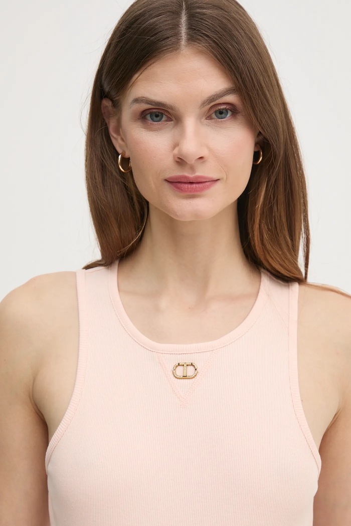 Bavlněný top Twinset růžová 251TP2550