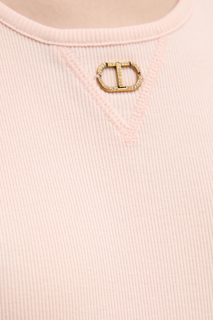 Bavlněný top Twinset 251TP2550 růžová
