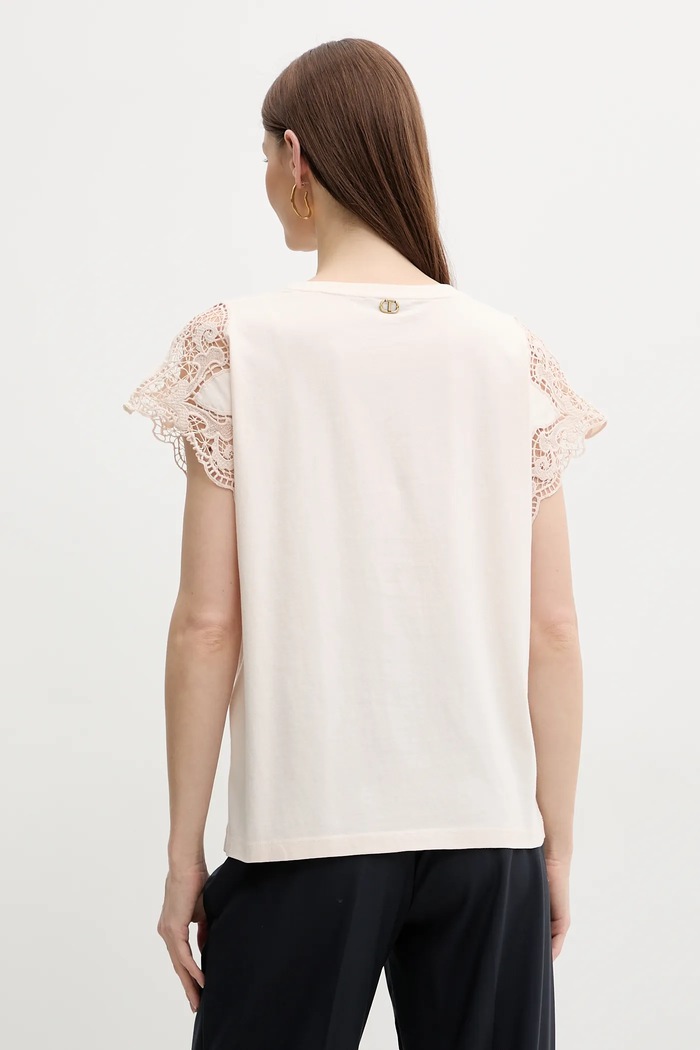Odzież Twinset t-shirt bawełniany 251TP2290 beżowy