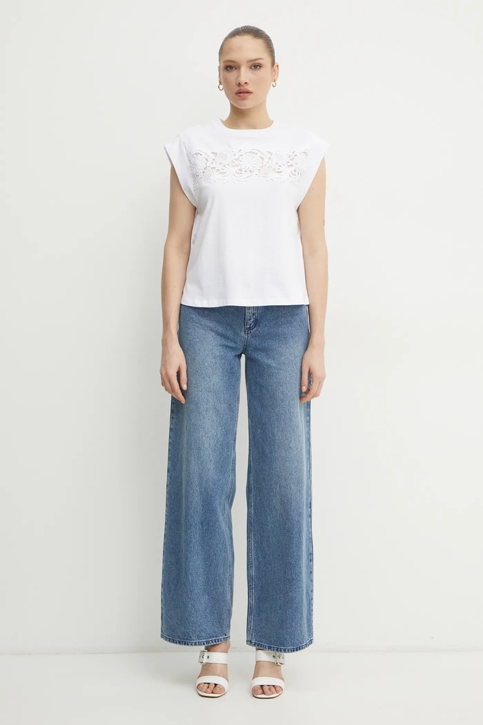 Twinset t-shirt bawełniany 251TP2073 biały SS25