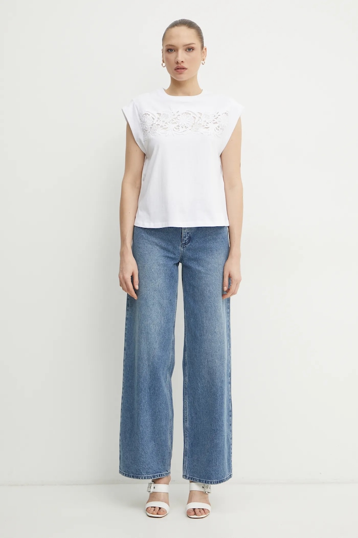 Twinset t-shirt bawełniany 251TP2073 biały SS25