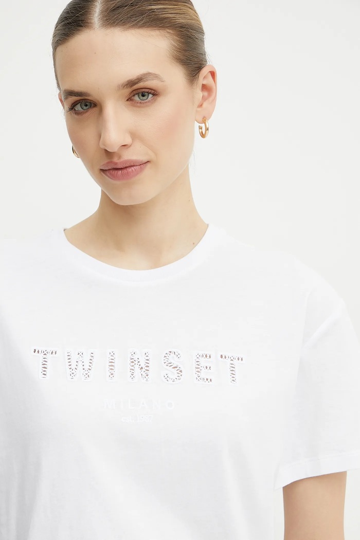 Twinset t-shirt in cotone bianco 251TT2041