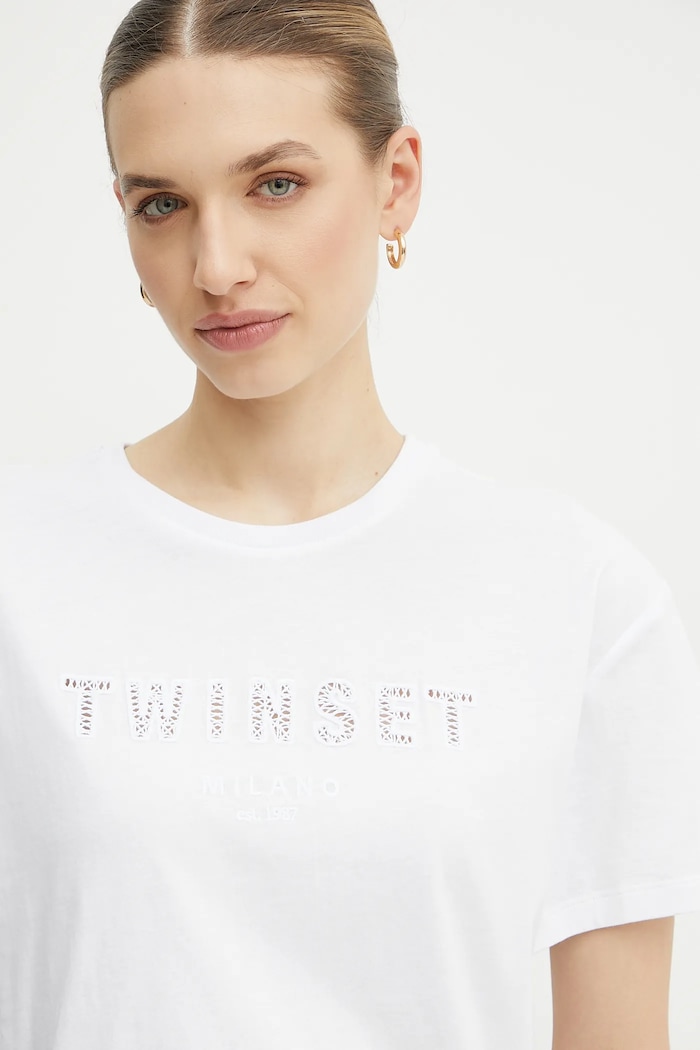 Twinset t-shirt in cotone bianco 251TT2041