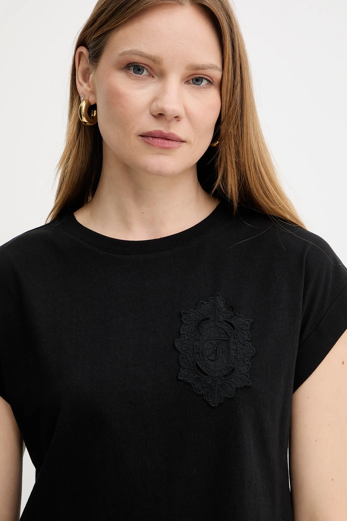 Twinset tricou din bumbac negru 251TT2044