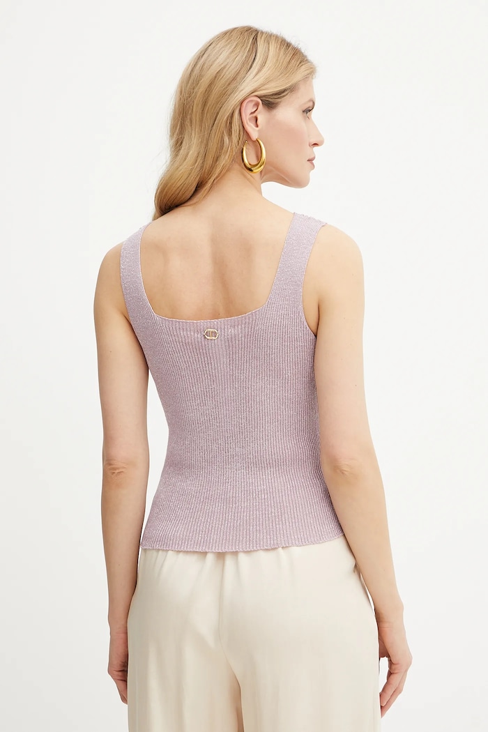 Odjeća Top s dodatkom lana Twinset 251TT3147 ljubičasta