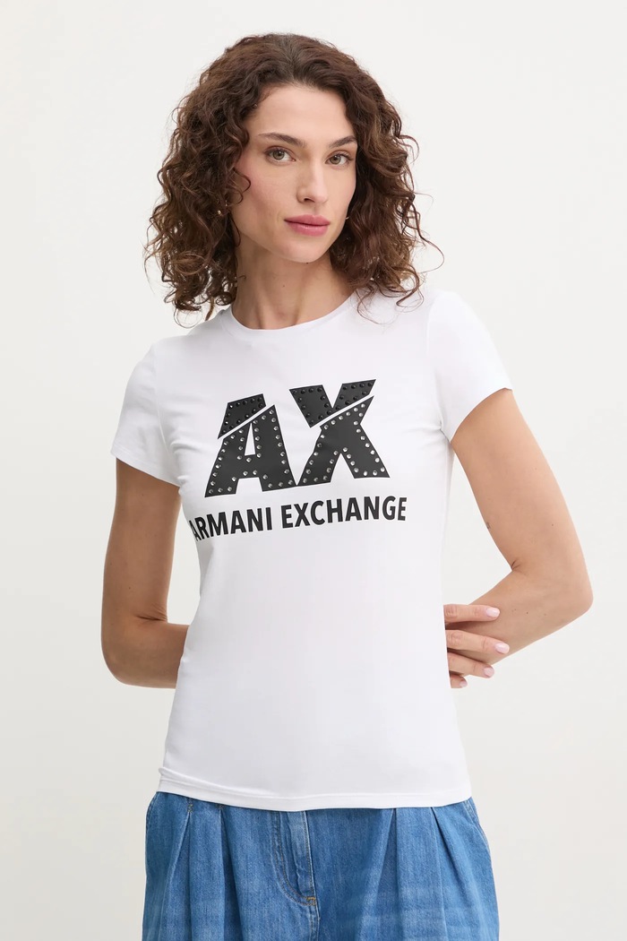 Majica kratkih rukava Armani Exchange natpis bijela 8NYT86.Y8C7Z.NOS