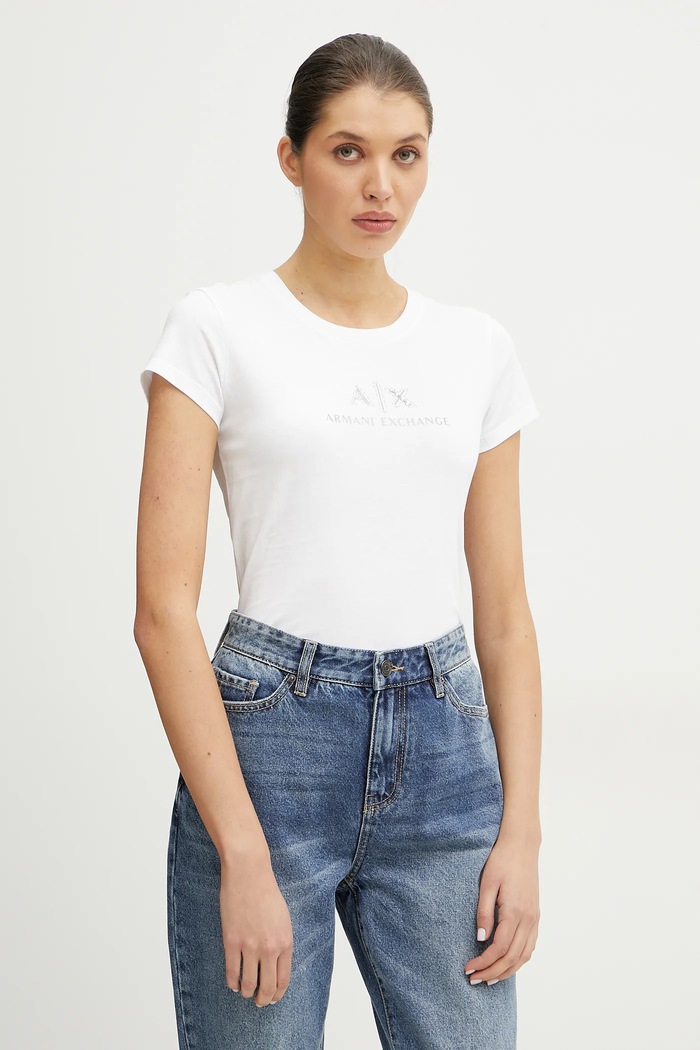 Bavlněné tričko Armani Exchange nášivka bílá XW000386.AF10354