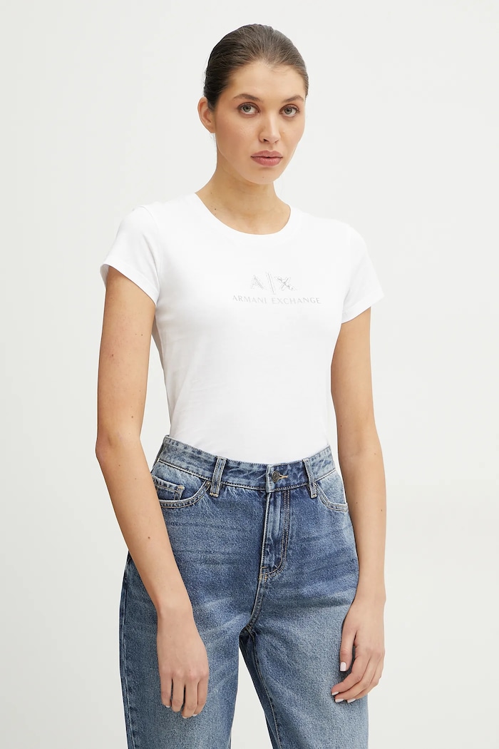 Bavlněné tričko Armani Exchange nášivka bílá XW000386.AF10354