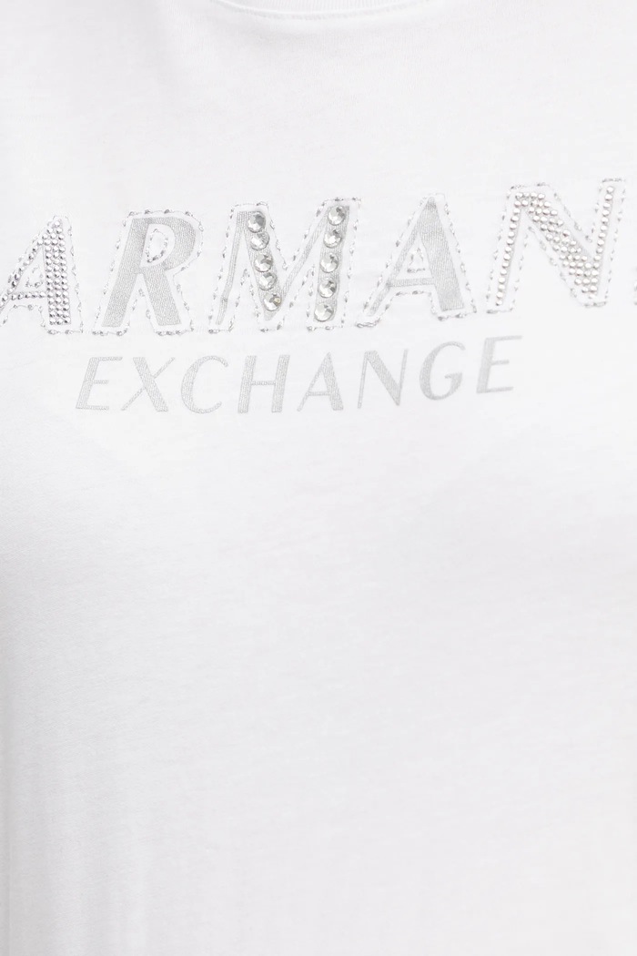 Bombažna kratka majica Armani Exchange XW000387.AF10354 bela
