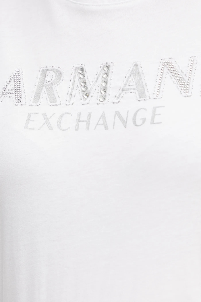 Bombažna kratka majica Armani Exchange XW000387.AF10354 bela