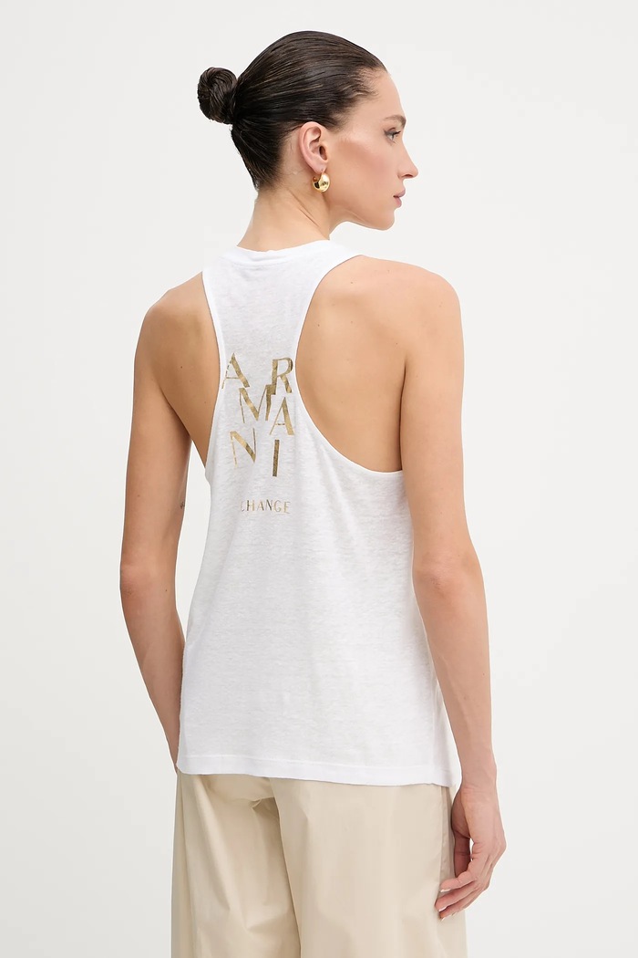 Armani Exchange Топ с лен Armani Exchange бял XW000390.AF12899