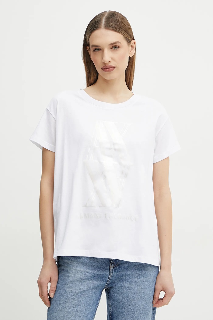 Bavlnené tričko Armani Exchange potlač biela XW000515.AF10359