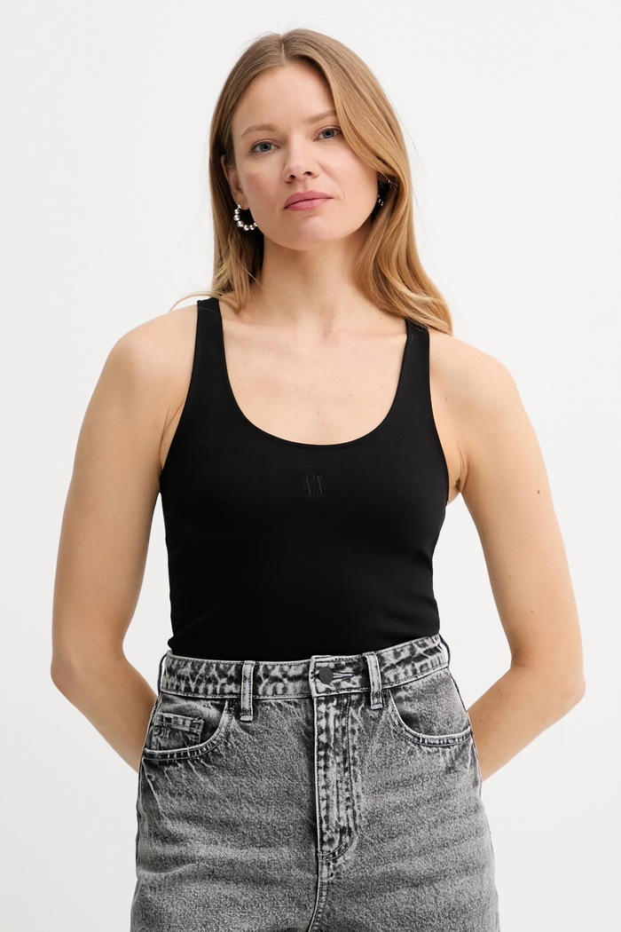 Armani Exchange top z elastanem czarny XW000829.AF13729.NOS