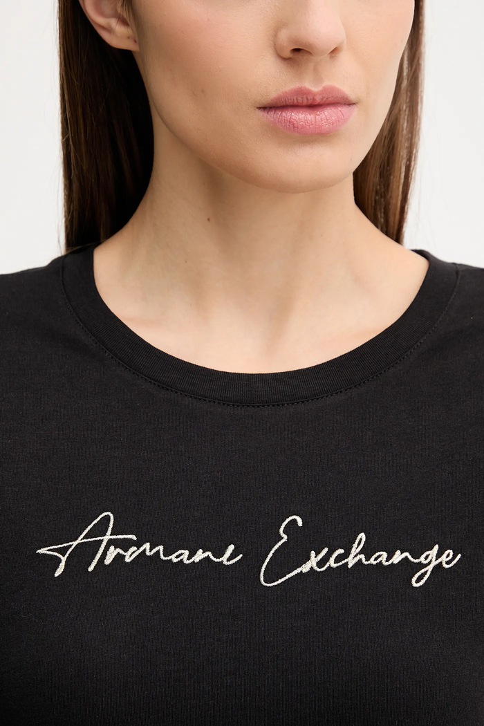 Bombažna kratka majica Armani Exchange črna XW000839.AF10356
