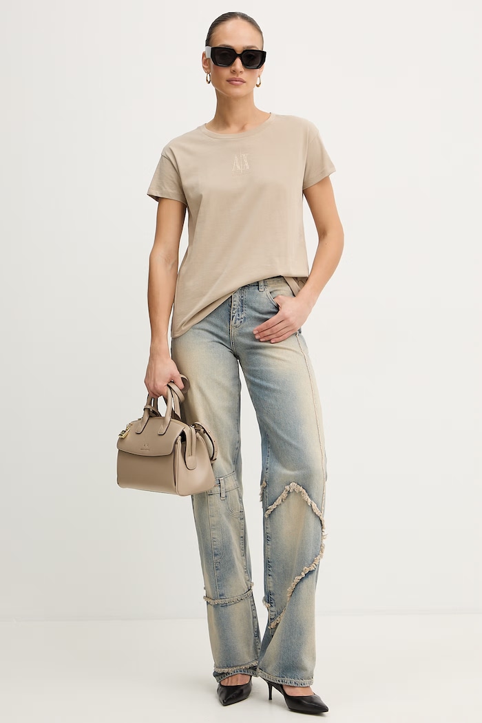 Bavlnené tričko Armani Exchange XW000830.AF10356 béžová SS26